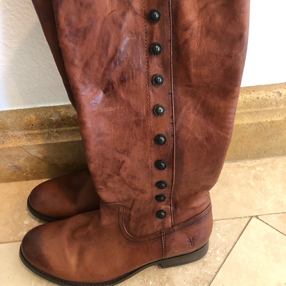 Frye Melissa military cognac boots